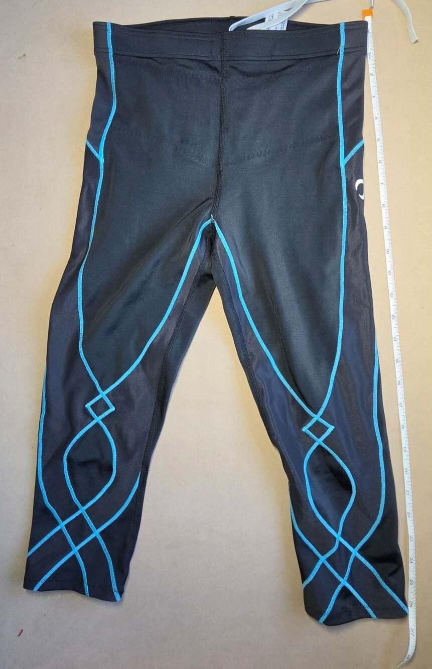 CW-X Stabilyx Joint Support 3/4 Compression Tight Leggings Black Blue
